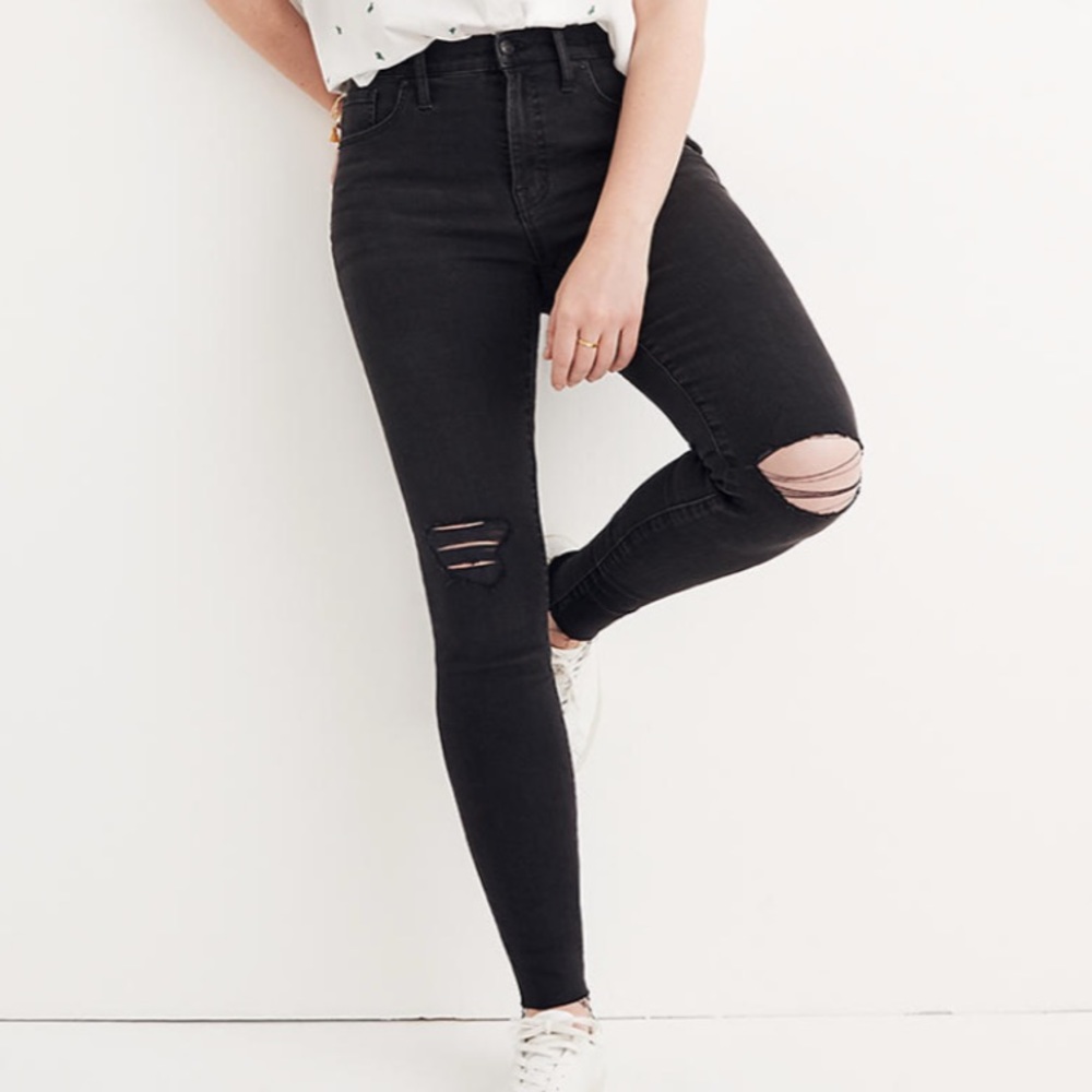 Madewell 9" Mid-Rise Skinny Jeans in Black Sea